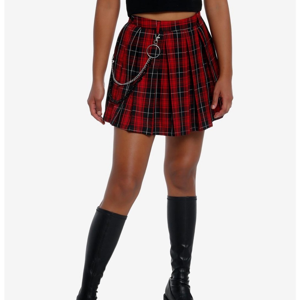 Social Collision Red and Black Plaid Mini Skirt